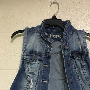 Denim crop vest
